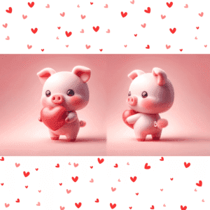 Cute pig Valentine mug with heart design, ceramic sublimation