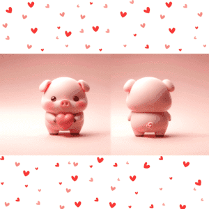 Cute piglet Valentine mug with curly tail illustration, sublimation print