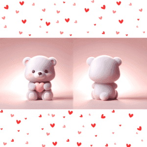 Cute polar bear Valentine mug with heart design, double-sided sublimation