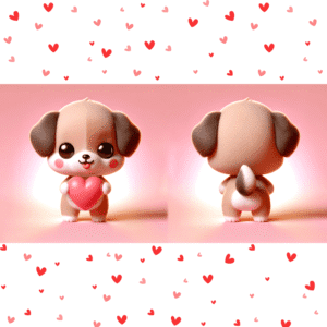 Cute puppy Valentine mug with heart illustration, ceramic sublimation mug