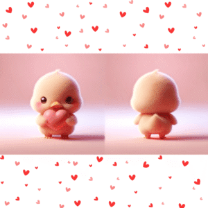 Cute sad chick Valentine mug with heart design, ceramic sublimation