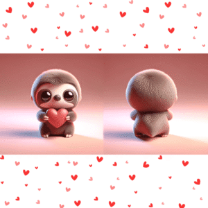 Cute sloth Valentine mug with heart design, double-sided sublimation