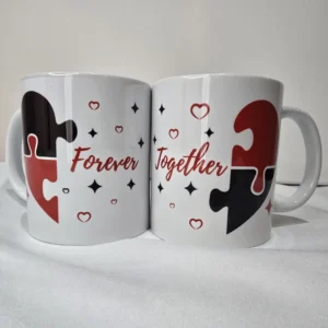 Valentine’s Forever Together His and Hers mug set with puzzle heart design
