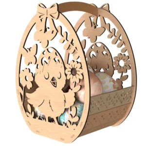 Decorative Easter egg pattern wooden basket – laser cut MDF design