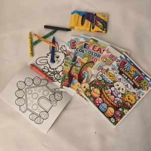 Easter colouring book for kids with 6 colour crayons included as part of Easter Activity Treat Pack
