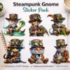 steampunk gnome sticker pack set of 6 fantasy character UV DTF stickers