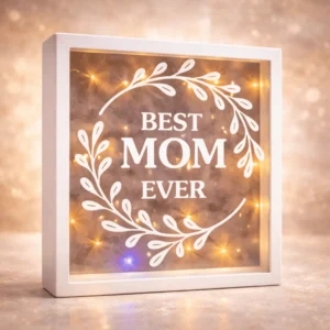 Best Mom Ever wreath shadow box LED design