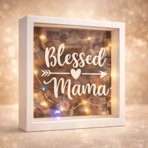 Blessed Mama shadow box LED frame design