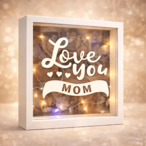 Love You Mom shadow box LED frame design