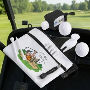 Contents of the Altitude Ace Golf Gift Set including sunblock and golf accessories