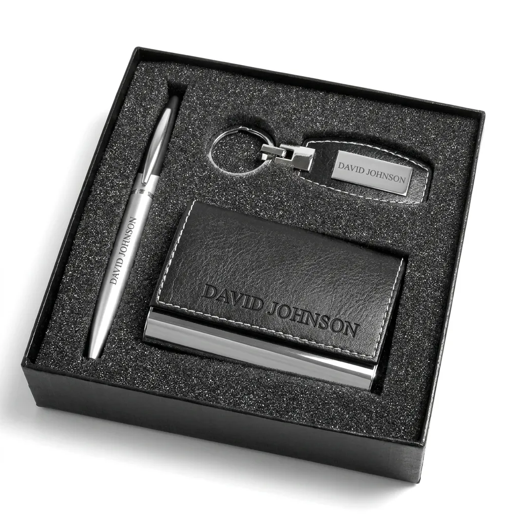 Altitude Cullen executive accessories including card holder and keyholder laid out