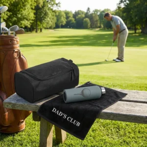 Stainless steel water bottle and accessories from the Altitude Play Ready Golf Gift Set